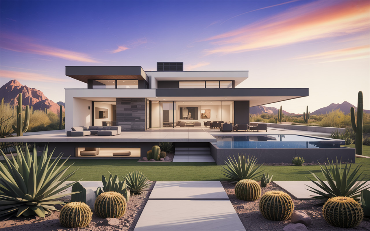 Beautiful Arizona desert home with mountain backdrop